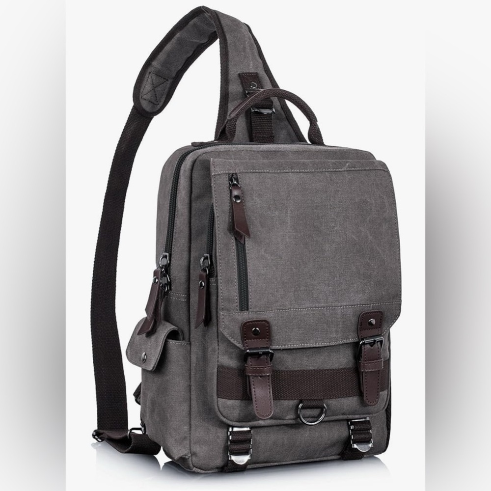 Cute Canvas + Leather Messenger Bag